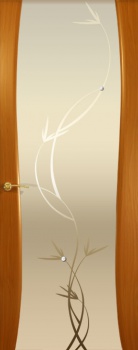 Межкомнатная дверь Океан дверей Гламур Буревестник-2 «Растение» Анегри (белое стекло)