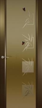 Межкомнатная дверь Океан дверей Гламур Шторм-3 «Бабочки» Венге (черное стекло)