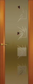 Межкомнатная дверь Океан дверей Гламур Шторм-3 «Бабочки» Анегри (черное стекло)