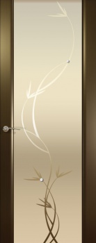 Межкомнатная дверь Океан дверей Гламур Шторм-3 «Растение» Венге (белое стекло)