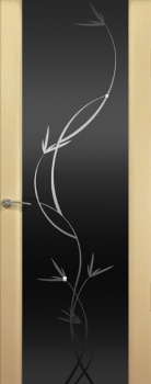 Межкомнатная дверь Океан дверей Гламур Шторм-3 «Растение» Дуб (черное стекло)