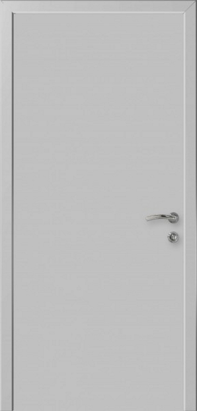Пластиковая дверь «Интехпласт» Капель (Kapelli) — гладкая моноколор серый 7035 с алюминиевыми торцами