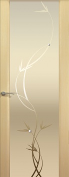 Межкомнатная дверь Океан дверей Гламур Шторм-3 «Растение» Дуб (белое стекло)
