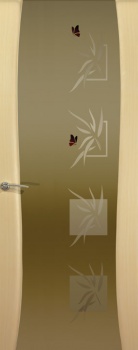 Межкомнатная дверь Океан дверей Гламур Буревестник-2 «Бабочки» Дуб (черное стекло)