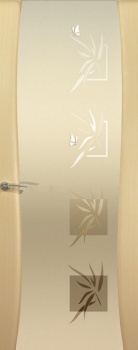 Межкомнатная дверь Океан дверей Гламур Буревестник-2 «Бабочки» Дуб (белое стекло)