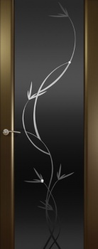 Межкомнатная дверь Океан дверей Гламур Шторм-3 «Растение» Венге (черное стекло)