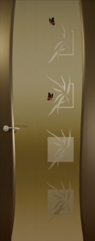 Межкомнатная дверь Океан дверей Гламур Буревестник-2 «Бабочки» Венге (черное стекло)