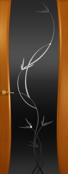 Межкомнатная дверь Океан дверей Гламур Буревестник-2 «Растение» Анегри (черное стекло)