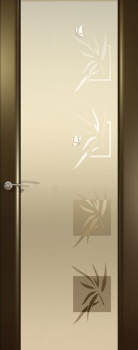 Межкомнатная дверь Океан дверей Гламур Шторм-3 «Бабочки» Венге (белое стекло)